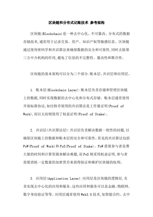 区块链和分布式记账技术 参考架构