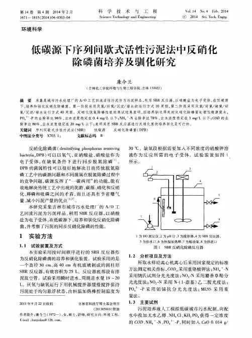 低碳源下序列间歇式活性污泥法中反硝化除磷菌培养及驯化研究
