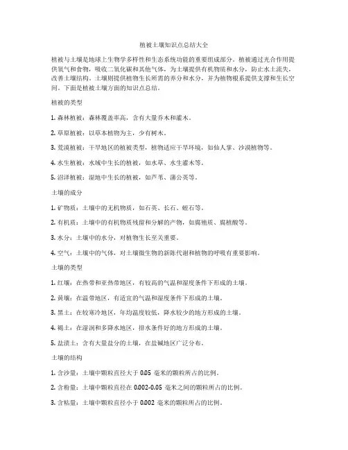 植被土壤知识点总结大全