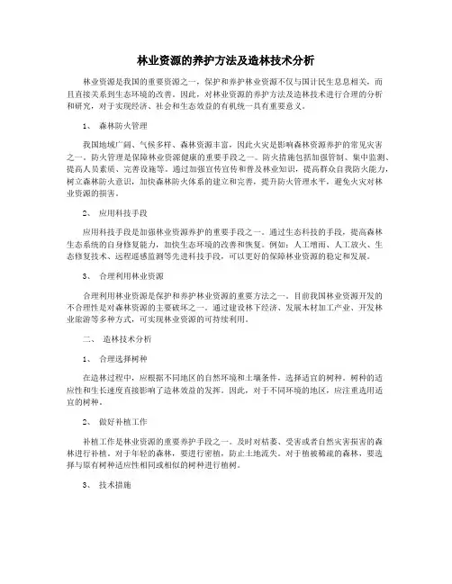 林业资源的养护方法及造林技术分析