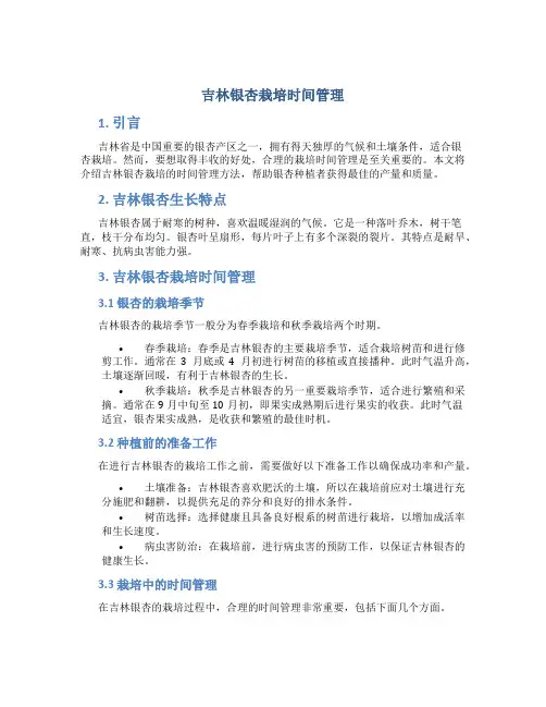 吉林银杏栽培时间管理
