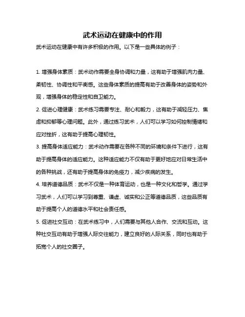 武术运动在健康中的作用