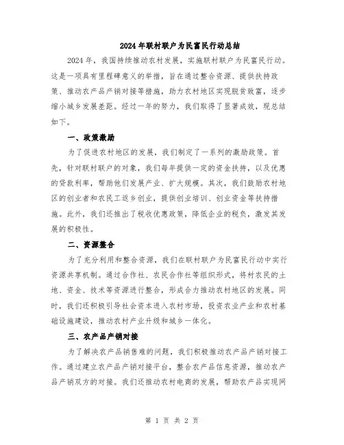 2024年联村联户为民富民行动总结