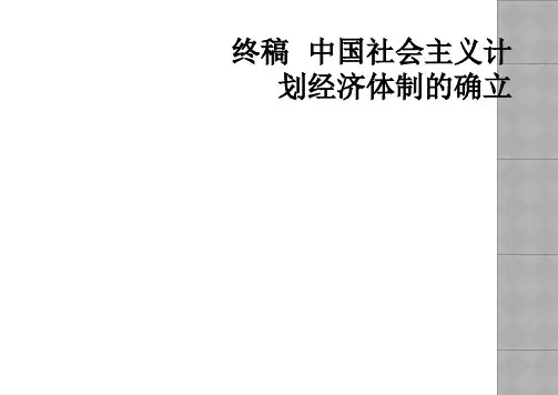 终稿  中国社会主义计划经济体制的确立