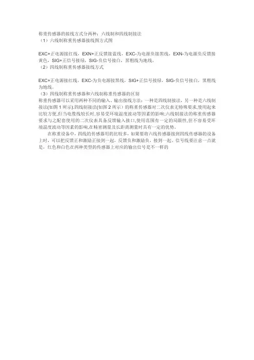 称重传感器的接线方式分两种：