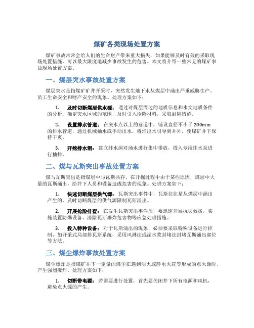 煤矿各类现场处置方案
