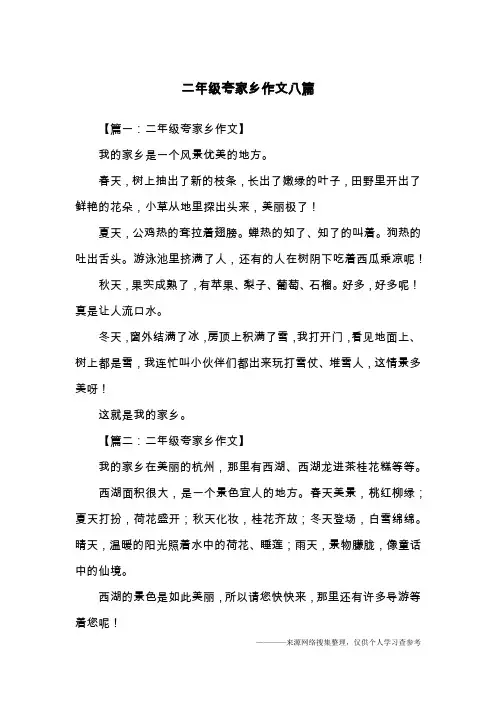 二年级夸家乡作文八篇