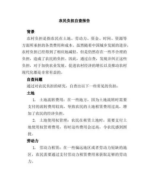 农民负担自查报告