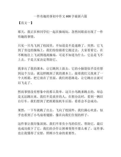 一件有趣的事初中作文600字最新六篇