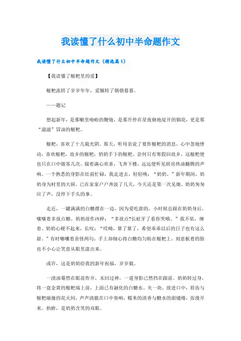 我读懂了什么初中半命题作文