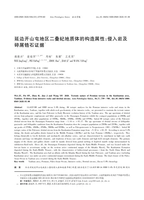 21212529_延边开山屯地区二叠纪地质体的构造属性：侵入岩及碎屑锆石证据