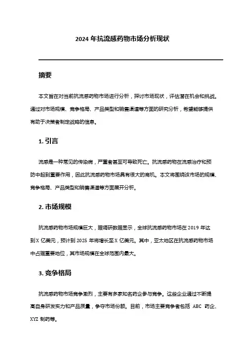 2024年抗流感药物市场分析现状