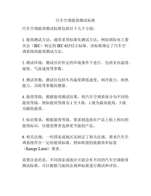 汽车空调能效测试标准