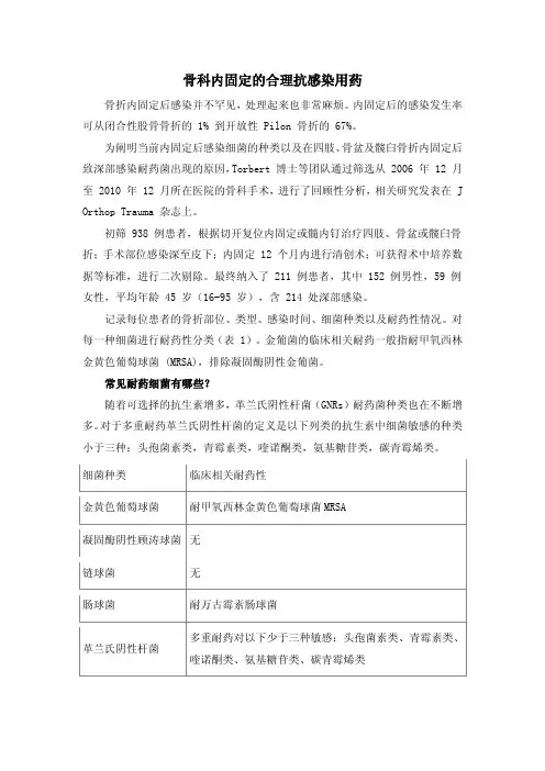 骨科内固定的合理抗感染用药