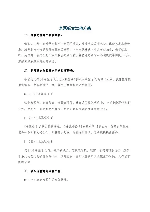 水泵联合运转方案