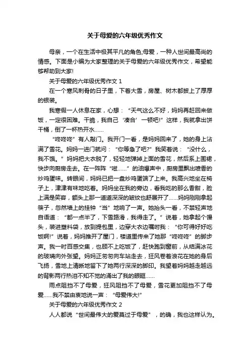 关于母爱的六年级优秀作文