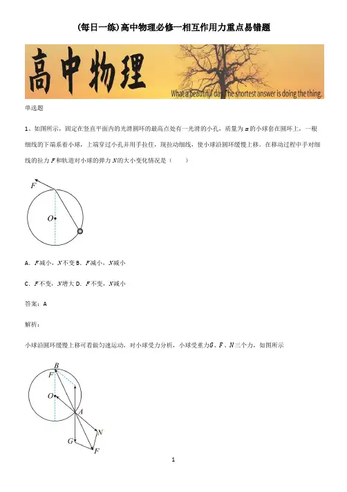 高中物理必修一相互作用力重点易错题