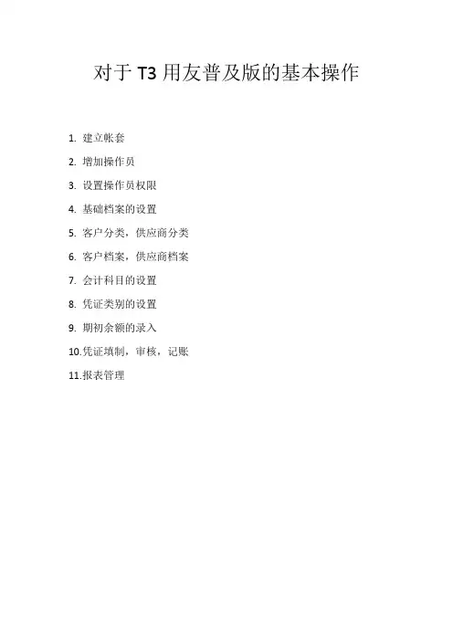 (财务知识)用友T财务通普及版基本操作详细资料