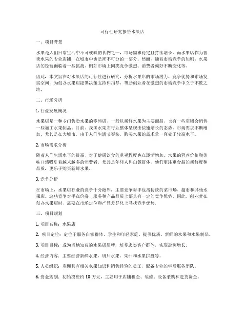 可行性研究报告水果店
