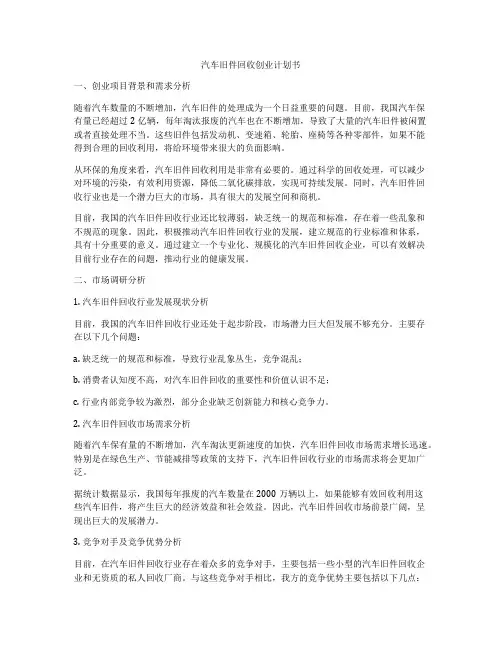 汽车旧件回收创业计划书