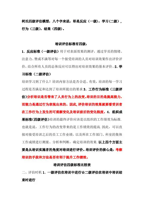 柯氏四级培训效果评估法