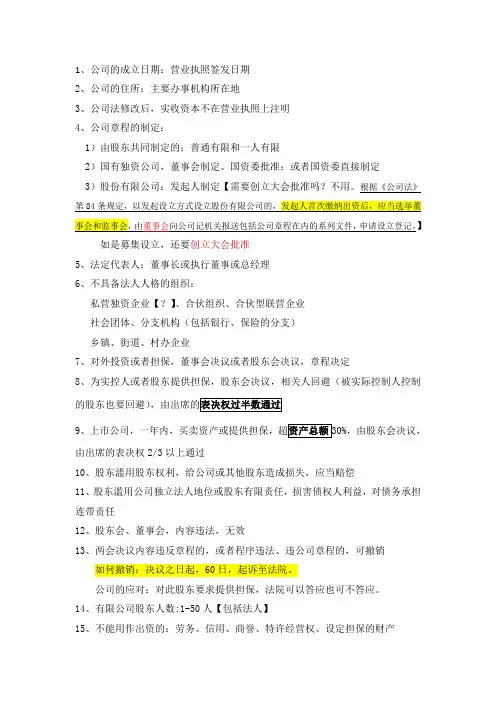 公司法考点整理
