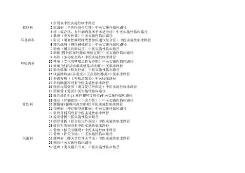 100个临床路径汇总病种