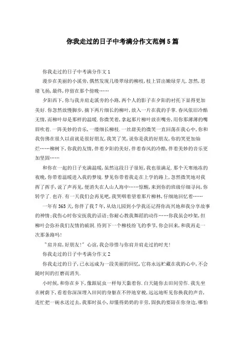 你我走过的日子中考满分作文范例5篇