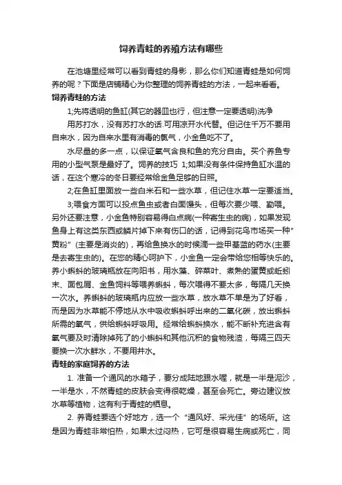 饲养青蛙的养殖方法有哪些