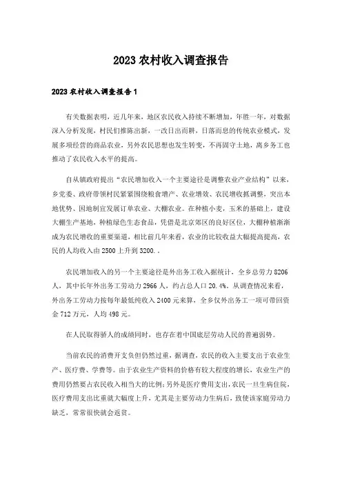 2023农村收入调查报告