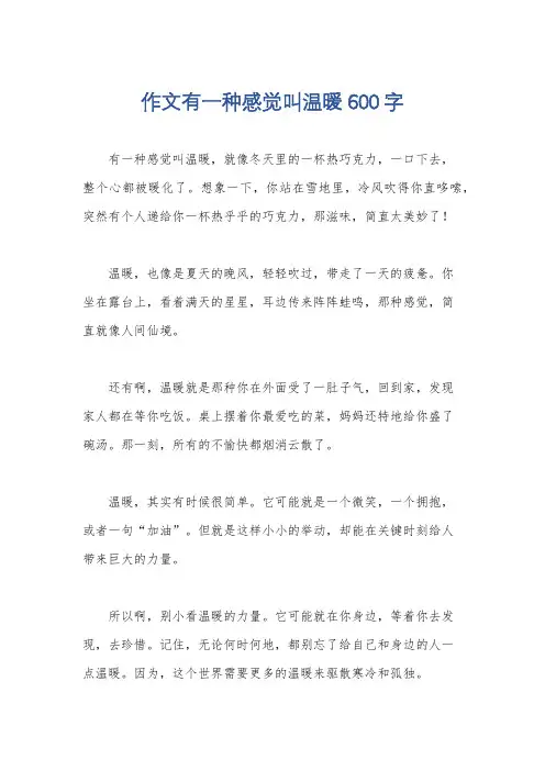 作文有一种感觉叫温暖600字