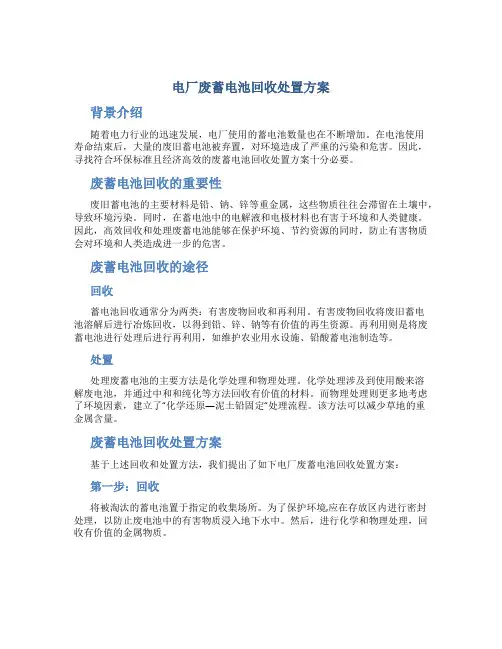 电厂废蓄电池回收处置方案