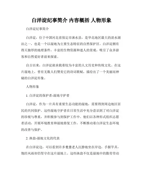 白洋淀纪事简介 内容概括 人物形象