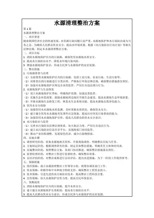水源清理整治方案