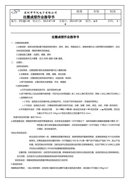 注塑成型作业指导书