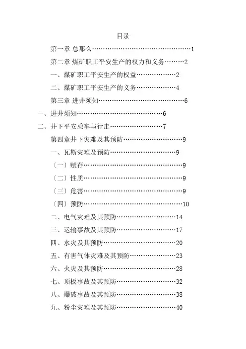 煤矿职工安全手册范本(doc 41页)