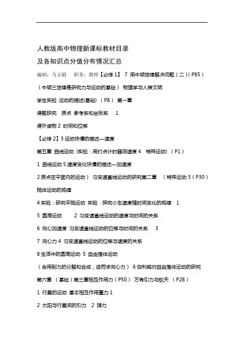 完整高中物理基本知识及在高考中所占分值分配