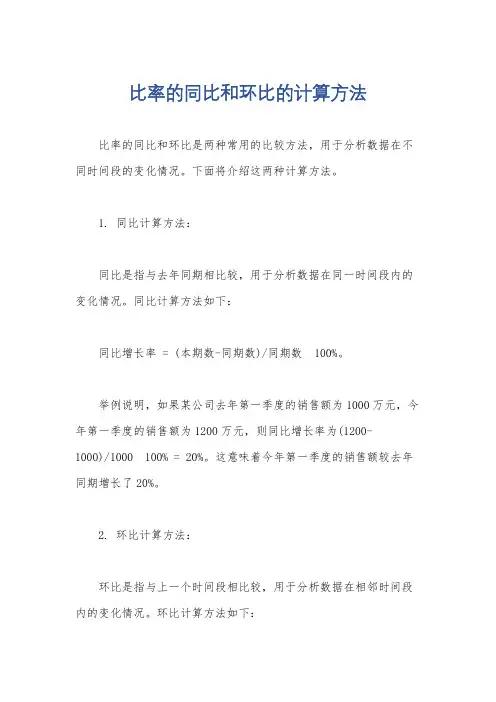 比率的同比和环比的计算方法