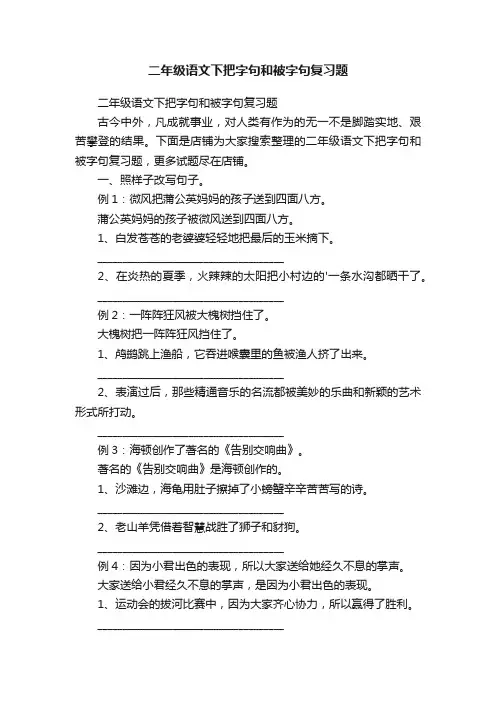 二年级语文下把字句和被字句复习题