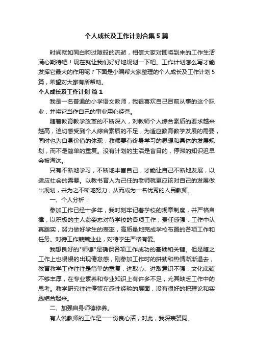 个人成长及工作计划合集5篇