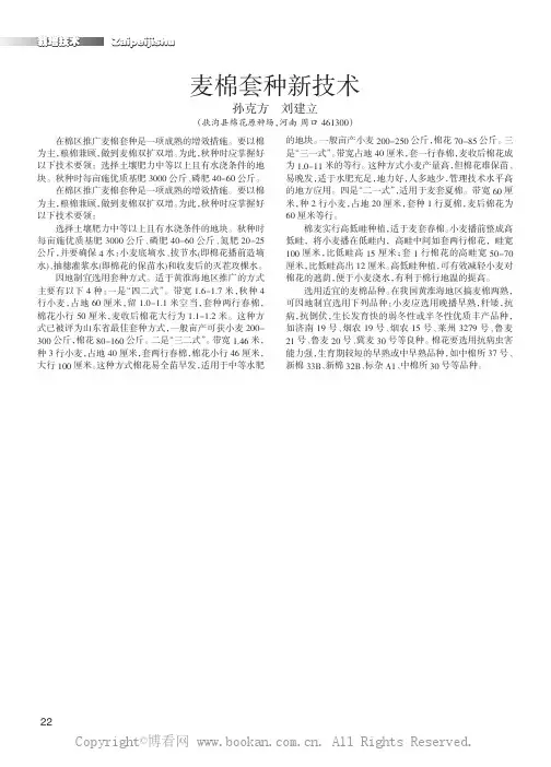 麦棉套种新技术