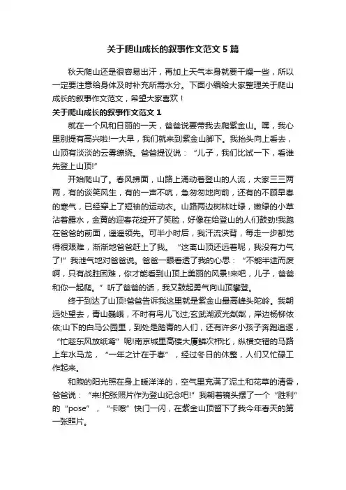 关于爬山成长的叙事作文范文5篇