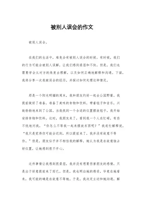 被别人误会的作文