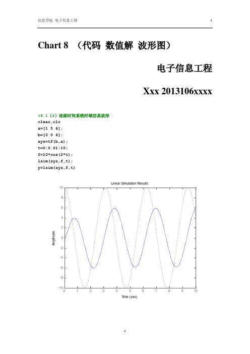 云南大学 信号与系统实验 信息学院 肖琦 第八章