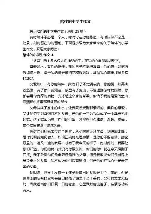 关于陪伴的小学生作文（通用25篇）
