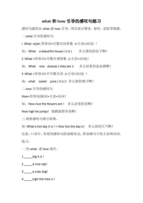 what和how引导的感叹句练习