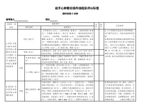 徒手心肺复苏操作流程及评分标准
