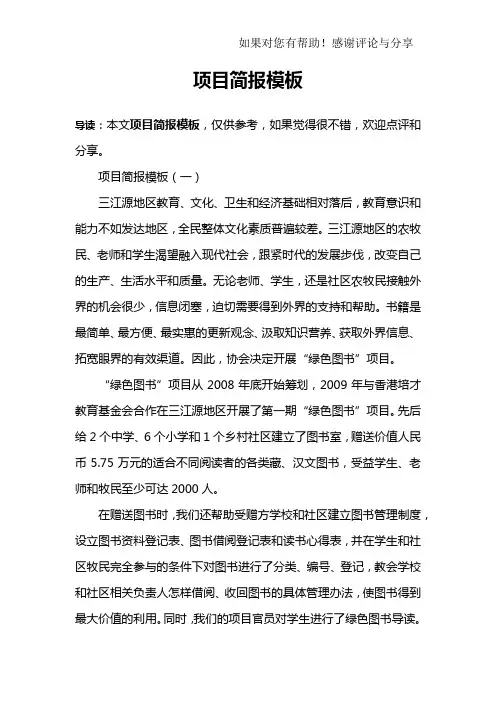 项目简报模板