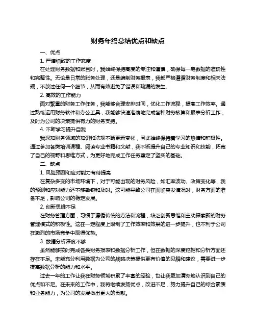 财务年终总结优点和缺点