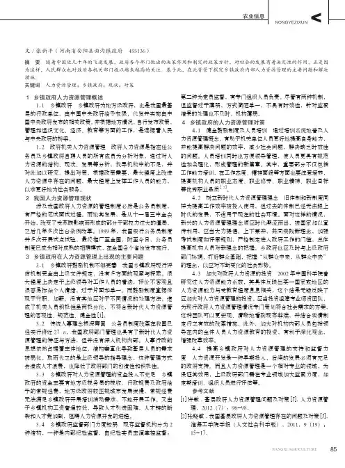 乡镇政府人力资源管理问题及措施